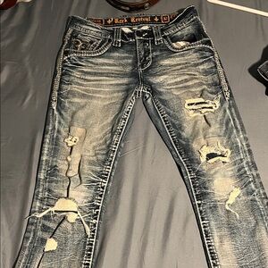 Rock Revival Ripped Denim Jeans for Men